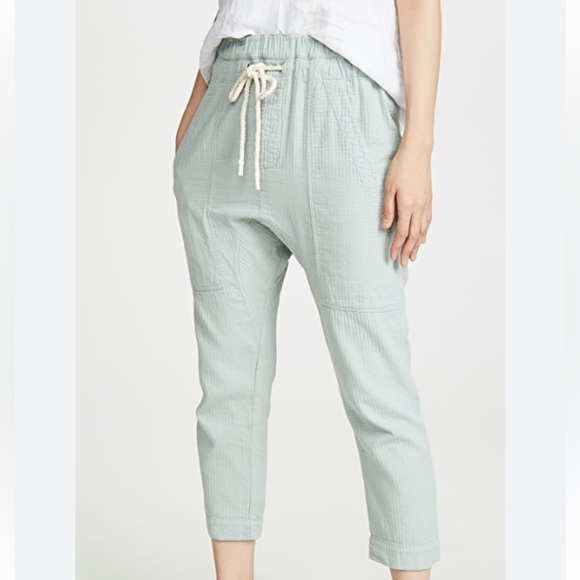 bassike Pants - Bassike Herringbone Utility Pants In Sage Green